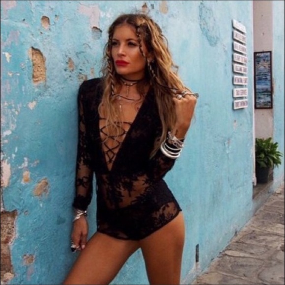 Rat And Boa black lace playsuit NWOT - Picture 5 of 11